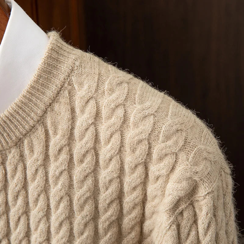 Herren Zopfstrickpullover – Klassisches Design in Wollmischung