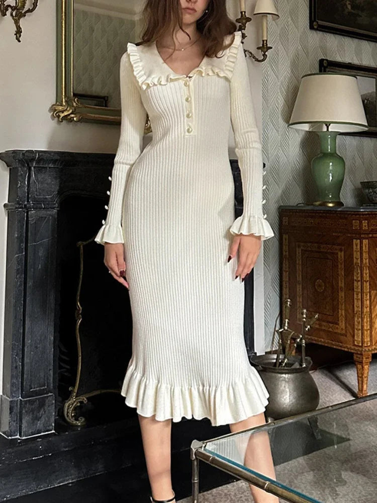 Hohe Taille Maxi Kleid für Damen – Elegantes Design mit Rüsche
