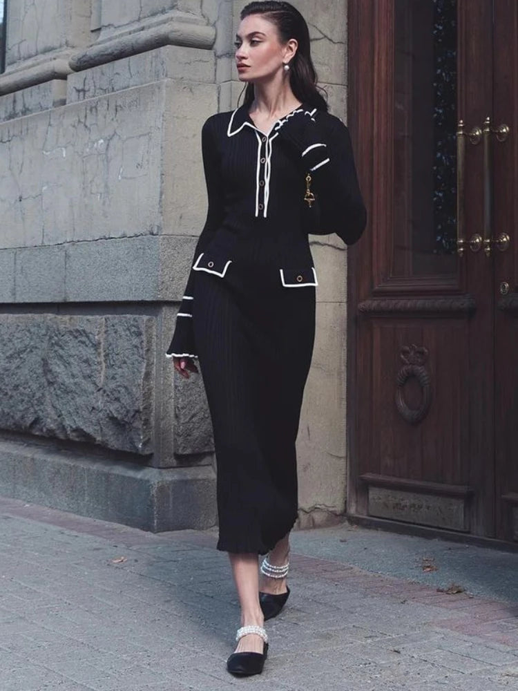 Hohe Taille Maxi Kleid für Damen – Elegantes Design mit Rüsche