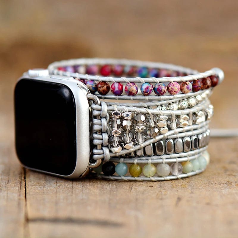 Jaspis Armband für Apple Watch – Handgefertigt & Stilvoll – Bequem im Boho-Stil