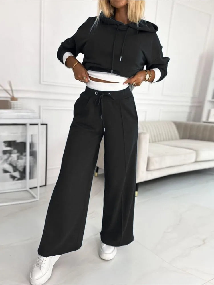 Kapuzenoberteil und weite Hose für Damen – Lässiger Komfort & Stil