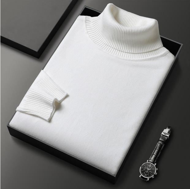 Kaschmir-Baumwoll Rollkragenpullover für Herren – Elegant & Warm