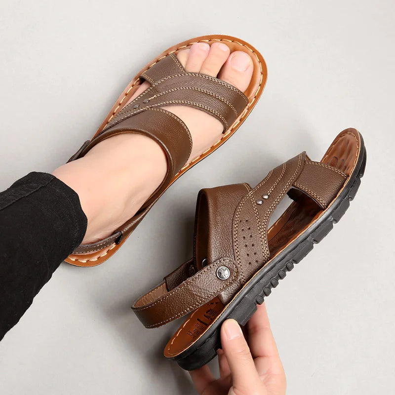Komfortable Herren Sandalen – Hochwertiges Leder & Atmungsaktiv – Ideal für Sommer & Strand