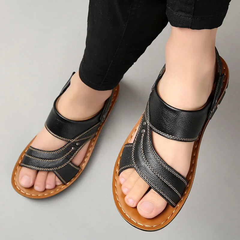 Komfortable Herren Sandalen – Hochwertiges Leder & Atmungsaktiv – Ideal für Sommer & Strand