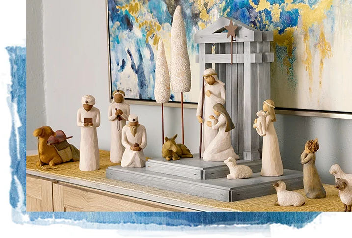 Krippenfiguren Set – Handgefertigt aus Holz – Zeitlose Weihnachtskrippe für Dekoration und Geschenke