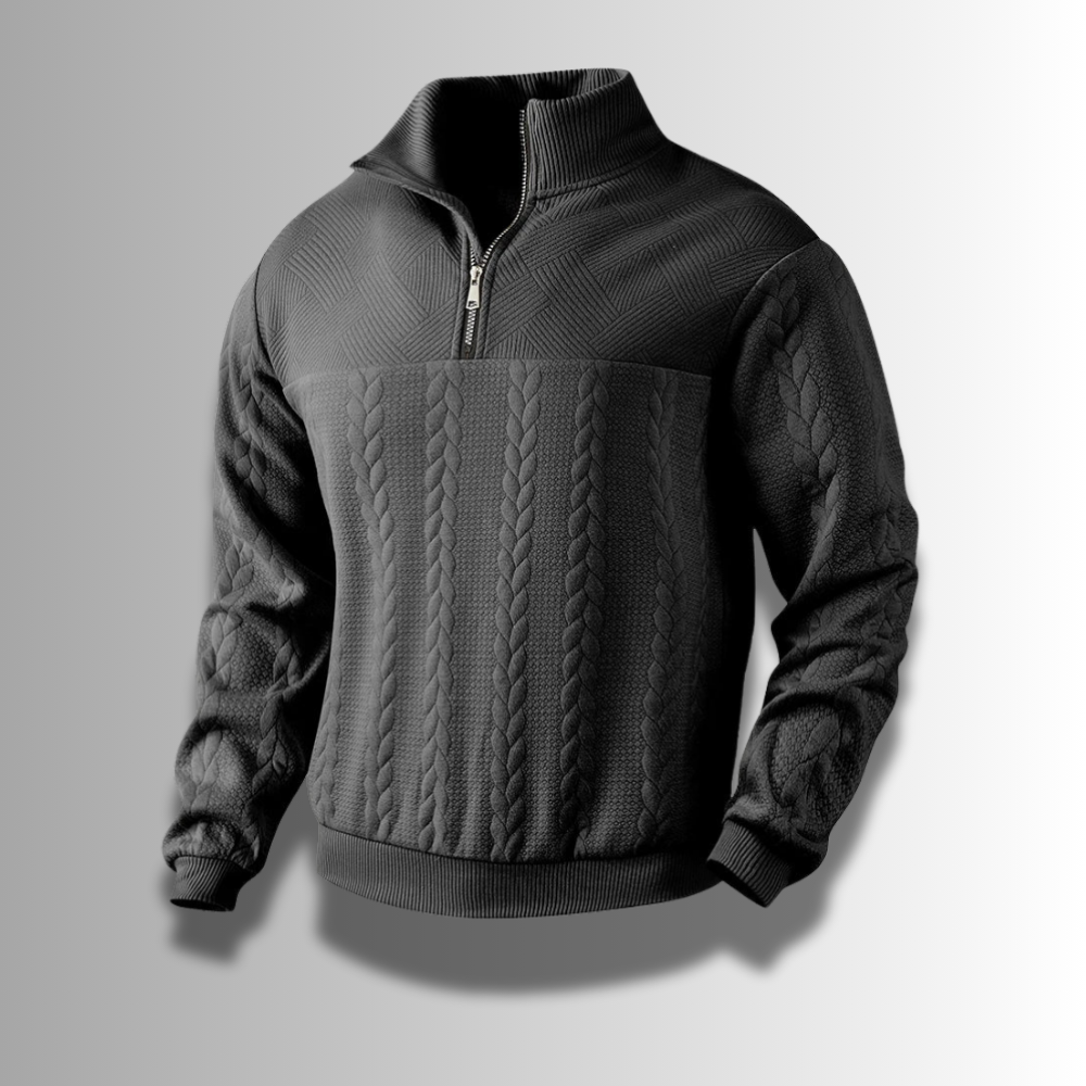 Merinowolle – Herrenpullover – Eleganter Quarter-Zip Stil aus 100% Merinowolle