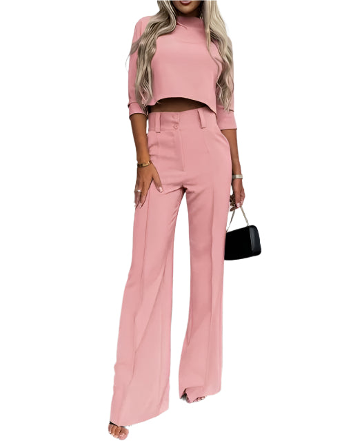 Mery – Damen Set mit Cropped Oberteil und Weiten Hosen – Lässig & Elegant