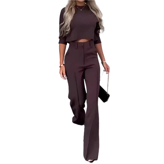 Mery – Damen Set mit Cropped Oberteil und Weiten Hosen – Lässig & Elegant