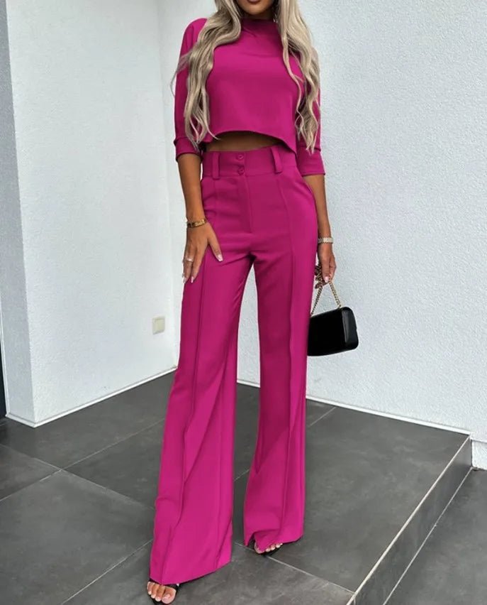 Mery – Damen Set mit Cropped Oberteil und Weiten Hosen – Lässig & Elegant