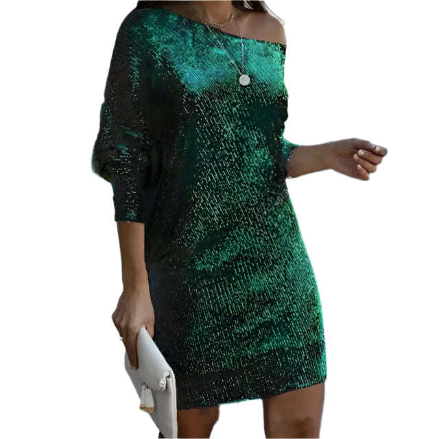 Minikleid mit einem Schulter – Schimmernd & Elegant