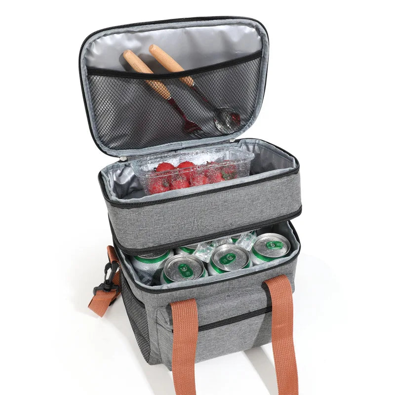 Multifunktionale Kühltasche – Doppelschichtige Tragetasche – Großes Fassungsvermögen für Snacks & Getränke 4