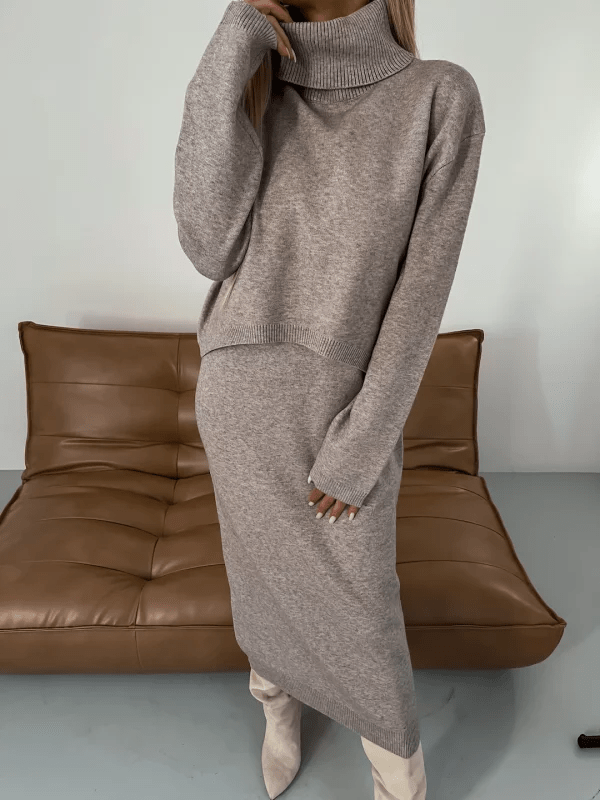 Nilda – Rollkragenpullover und Kleid Set – Warm & Vielseitig