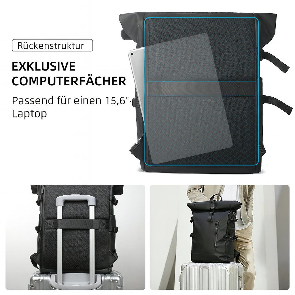 Nilo Wasserdichter Rucksack – Laptop Rucksack – Erweiterbar & Praktisch für Reisen