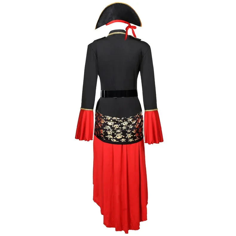 Piratenkapitän – Midi Kostümkleid – Dramatischer High-Low-Saum mit Rüschen & Korsettoptik 5