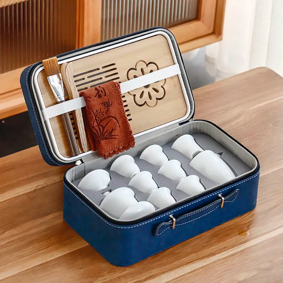 Porzellan Tee Set – Tragbares 13-teiliges Teeservice für Gongfu-Teezeremonien