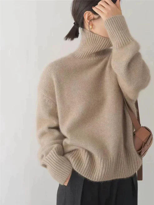Regine – Kaschmir Pullover Damen – Grau, Klassischer Rollkragen für Eleganz und Komfort
