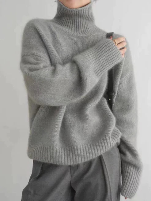Regine – Kaschmir Pullover Damen – Grau, Klassischer Rollkragen für Eleganz und Komfort