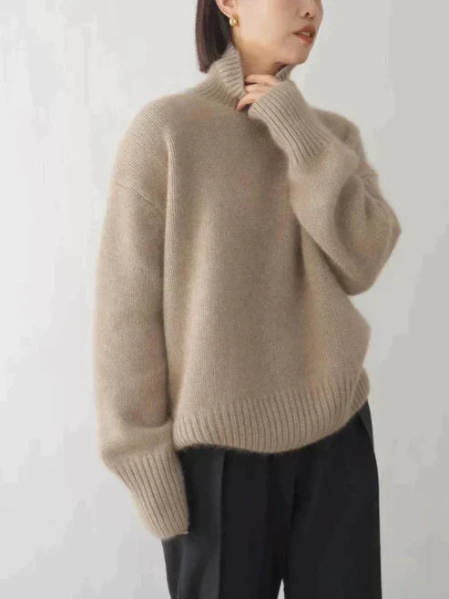 Regine – Kaschmir Pullover Damen – Grau, Klassischer Rollkragen für Eleganz und Komfort