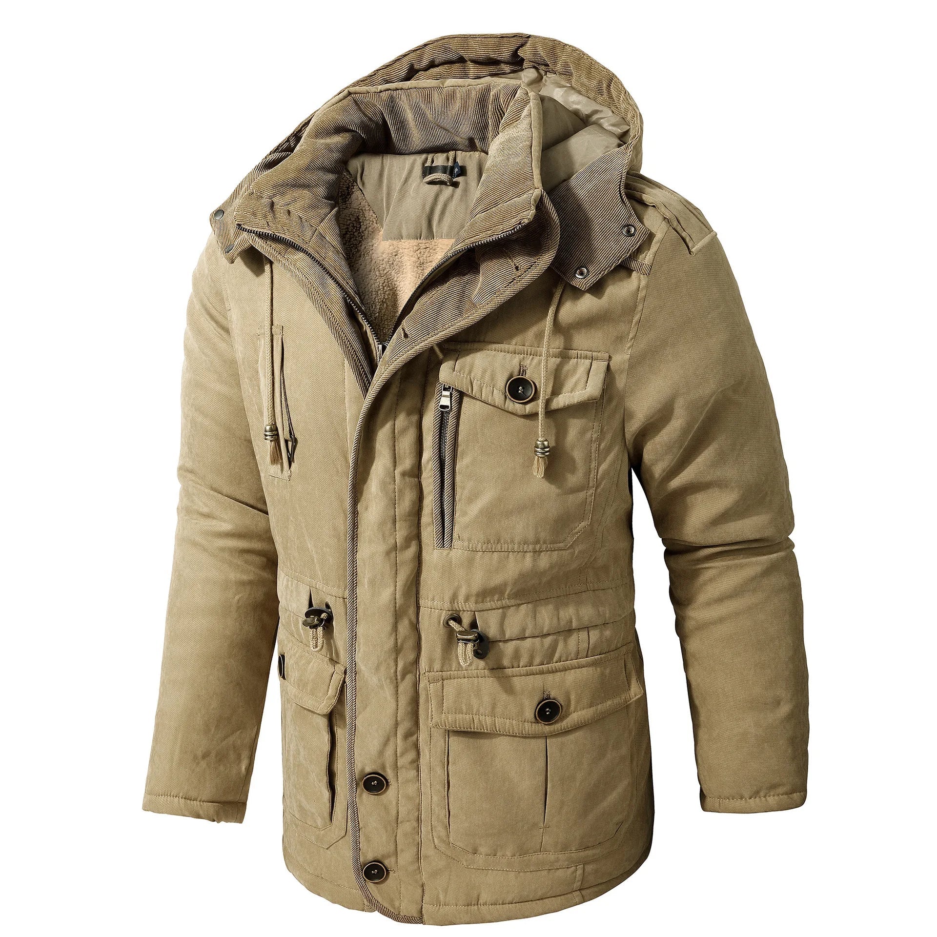 Robuste Winterjacke mit mehreren Taschen für Herren – Warm & Funktional