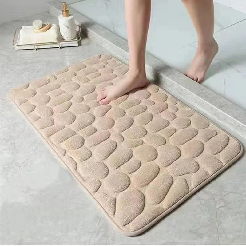 STEINA – 3D Badematte mit Kopfsteinpflaster-Optik, rutschfest & saugfähig