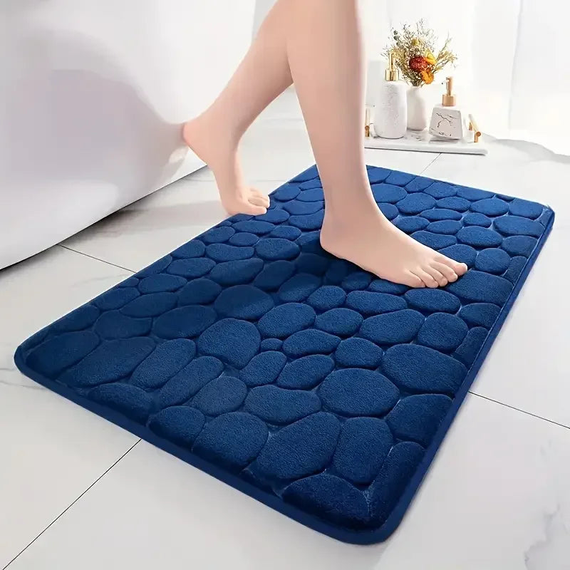 STEINA – 3D Badematte mit Kopfsteinpflaster-Optik, rutschfest & saugfähig