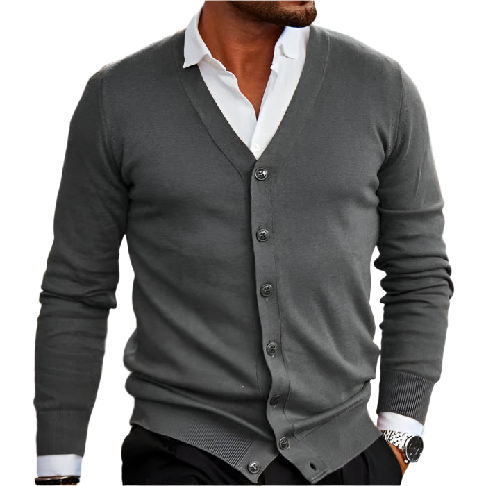 Schwarzer Baumwoll-Cardigan – Herren Strickjacke – Lässig & Vielseitig 2