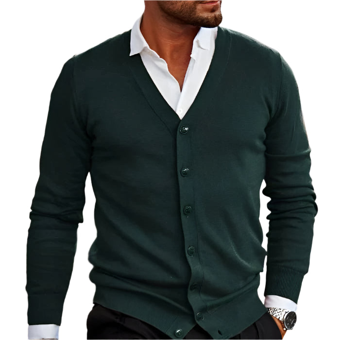 Schwarzer Baumwoll-Cardigan – Herren Strickjacke – Lässig & Vielseitig 3
