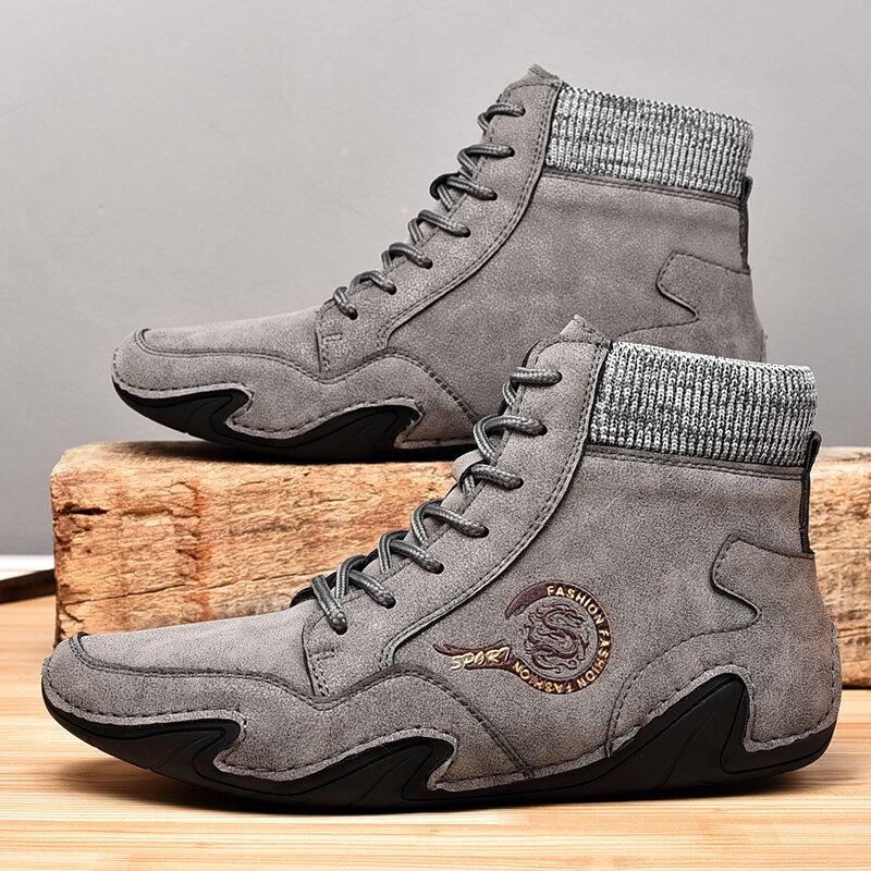 Sockenstiefel aus Mikrofaser-Leder für Herren – Bequemer und vielseitiger Stil