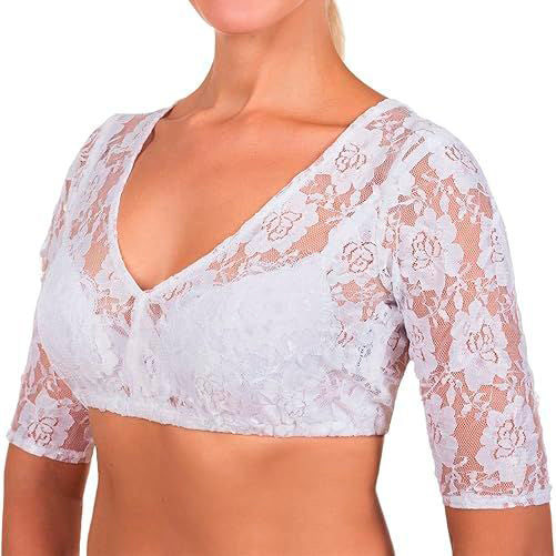 Sophia - Elegante Dirndlbluse mit Dreiviertel Ärmel – V-Ausschnitt Spitze – Feminin & Romantisch