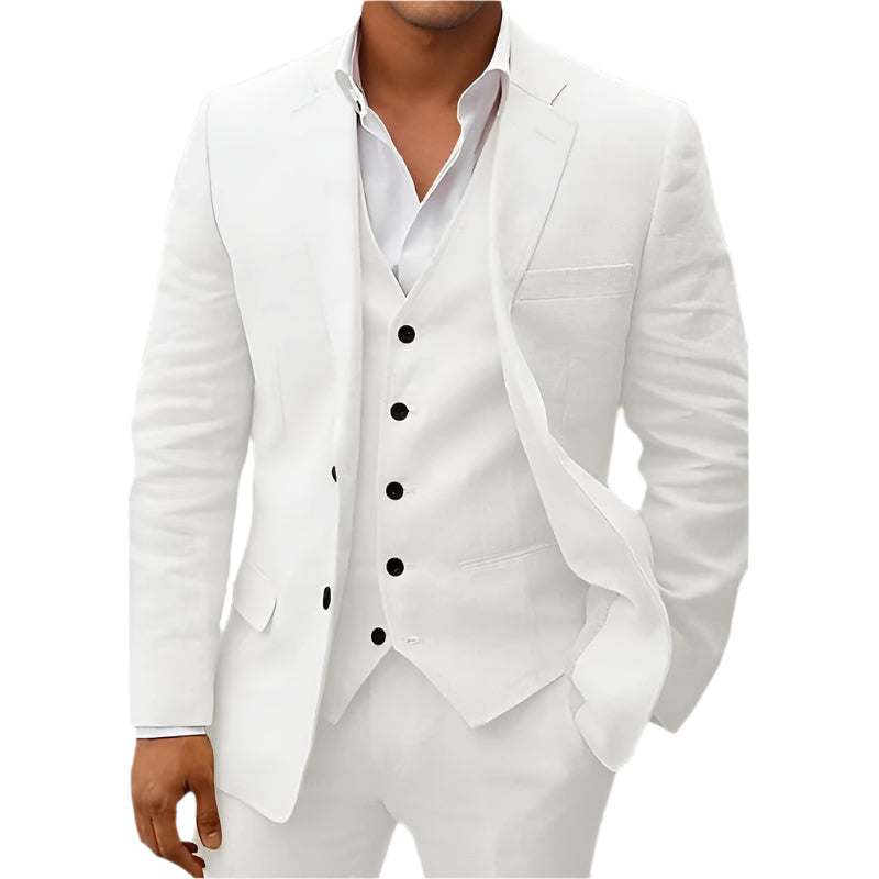 Tomy – Dreiteiliges Leinen-Set – Eleganter Blazer, Weste & Hose 2