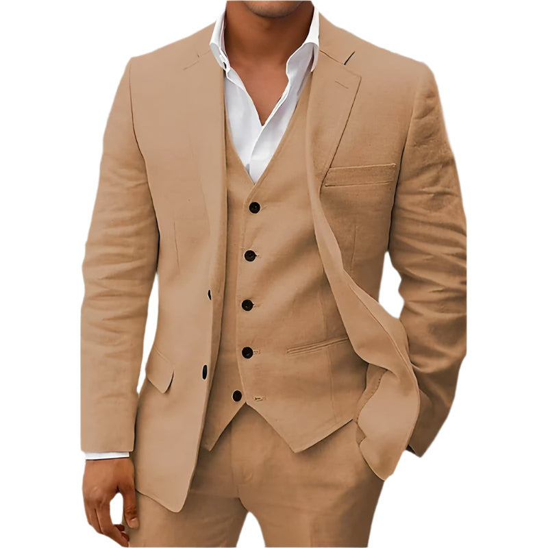 Tomy – Dreiteiliges Leinen-Set – Eleganter Blazer, Weste & Hose 3