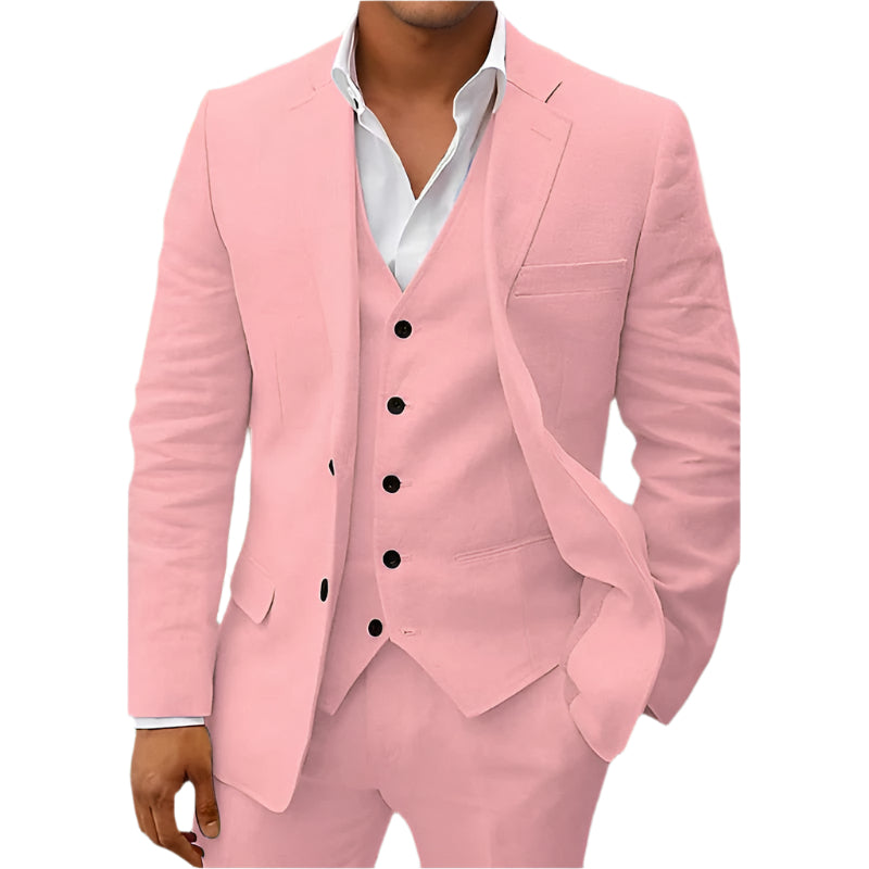 Tomy – Dreiteiliges Leinen-Set – Eleganter Blazer, Weste & Hose 4