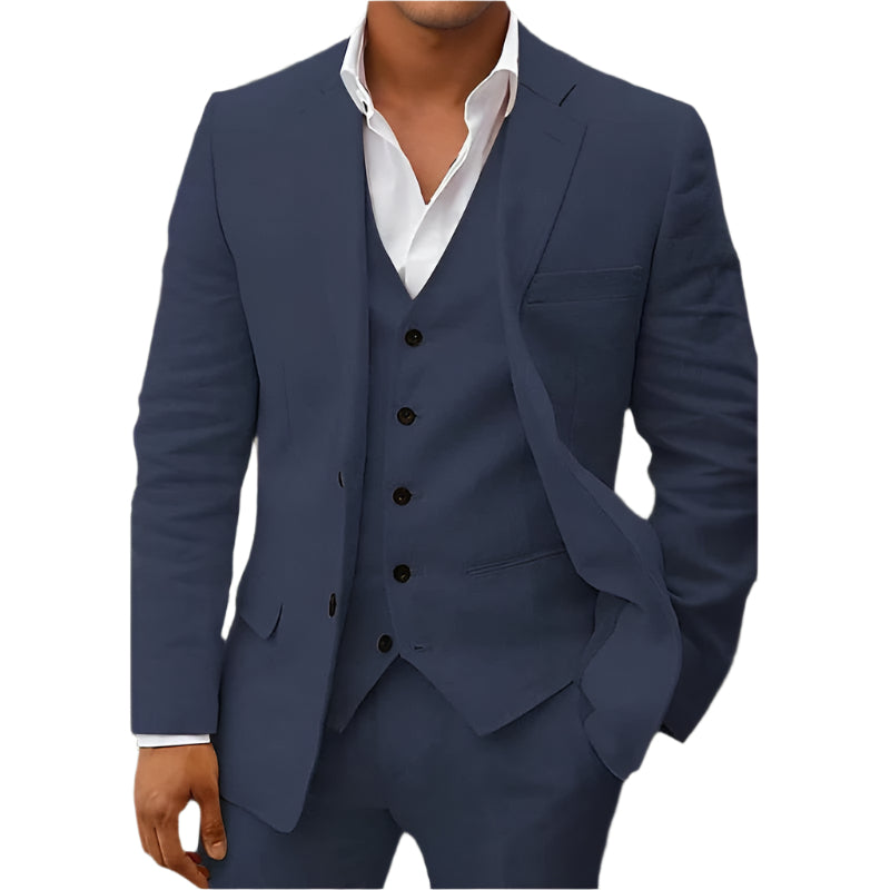 Tomy – Dreiteiliges Leinen-Set – Eleganter Blazer, Weste & Hose 5