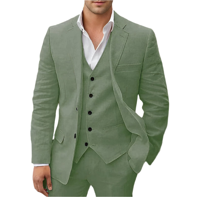 Tomy – Dreiteiliges Leinen-Set – Eleganter Blazer, Weste & Hose 6