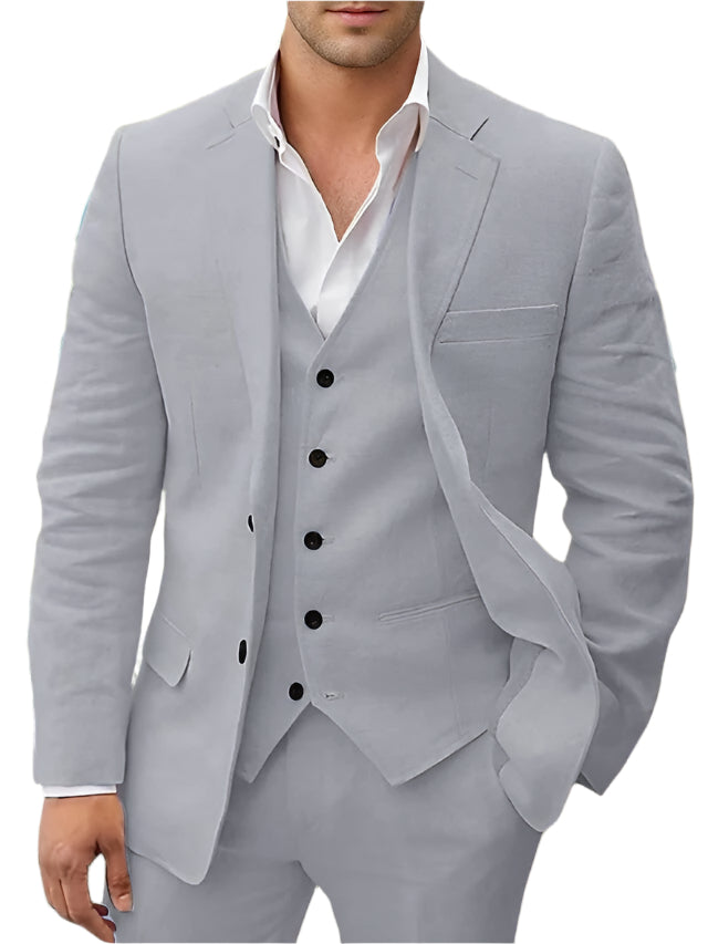 Tomy – Dreiteiliges Leinen-Set – Eleganter Blazer, Weste & Hose 7