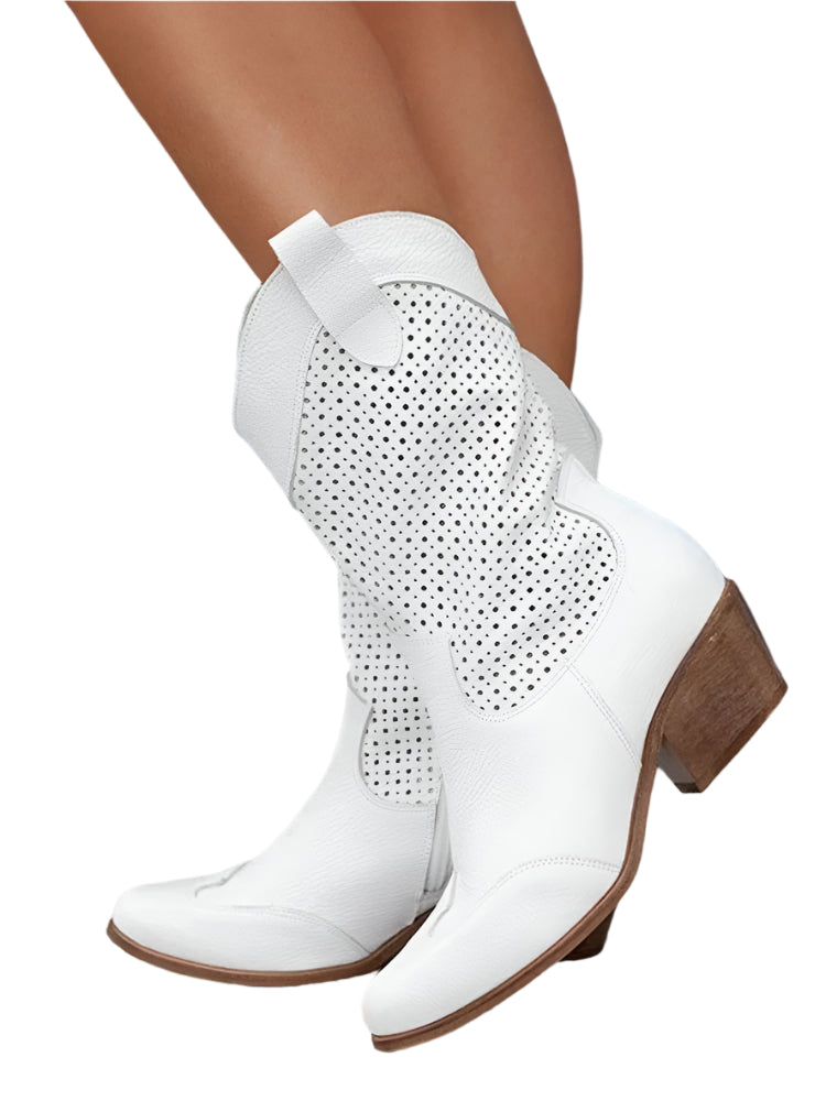 Trendy Cowboy-Stiefel – Atmungsaktive Westernstiefel mit Reißverschluss für Damen