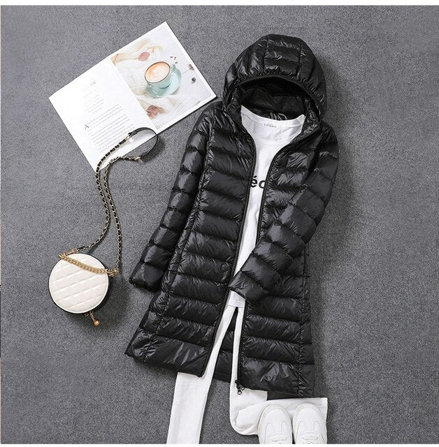 Ultraleichter Langer Mantel für Damen – Warm & Praktisch für den Winter