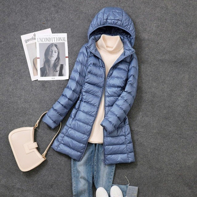 Ultraleichter Langer Mantel für Damen – Warm & Praktisch für den Winter