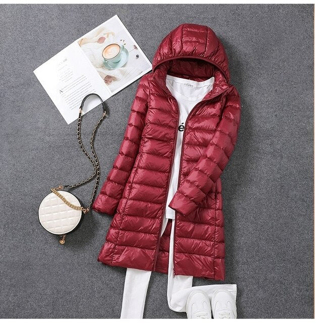 Ultraleichter Langer Mantel für Damen – Warm & Praktisch für den Winter