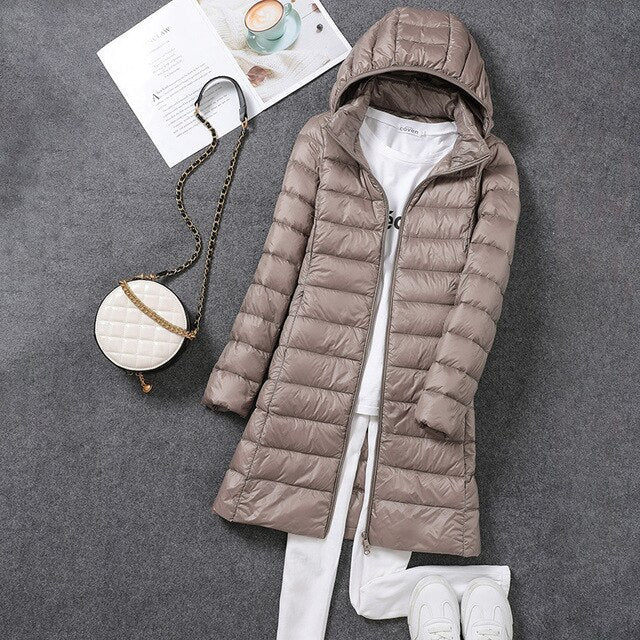 Ultraleichter Langer Mantel für Damen – Warm & Praktisch für den Winter