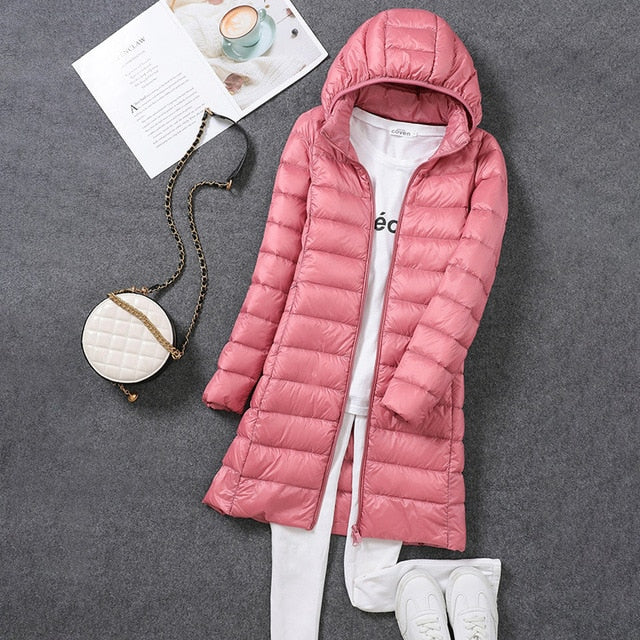 Ultraleichter Langer Mantel für Damen – Warm & Praktisch für den Winter
