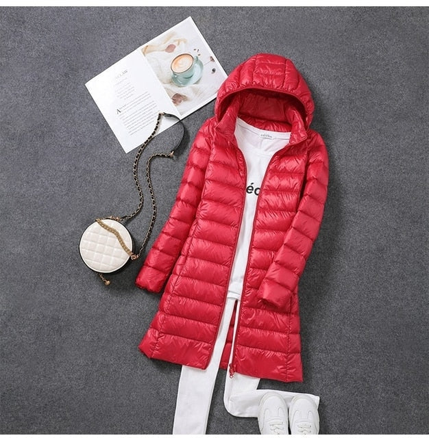 Ultraleichter Langer Mantel für Damen – Warm & Praktisch für den Winter