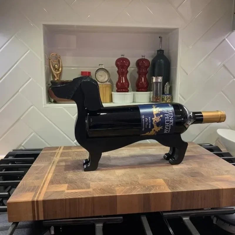 VinoDoggo – Weinflaschenhalter aus Metall im Dackel-Design