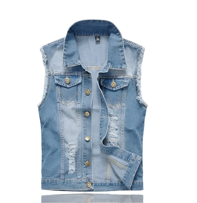 Vintage Denim Weste Herren – Stylisch & Vielseitig – Einzigartiges Kragendesign 4