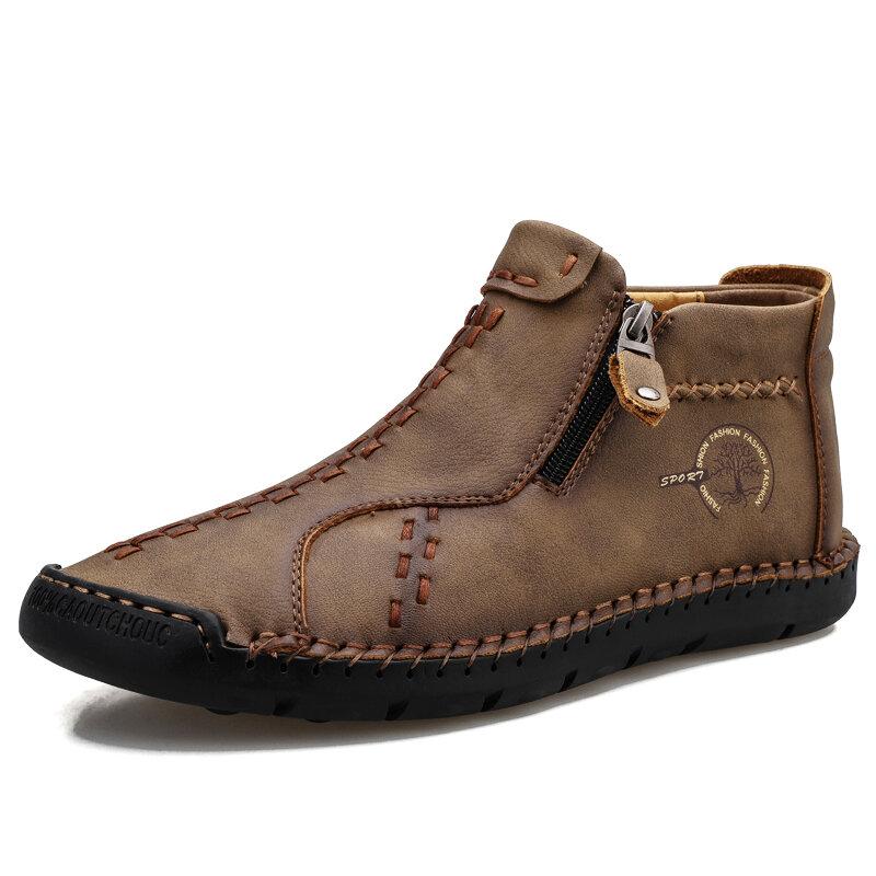 Vintage handgenähte Lederstiefeletten für Herren – stilvoll und langlebig