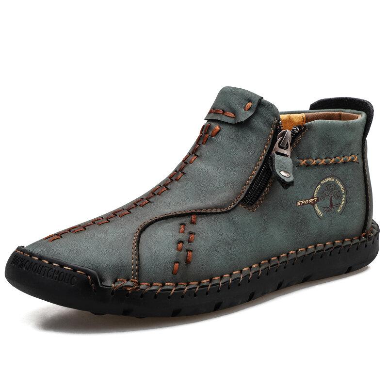 Vintage handgenähte Lederstiefeletten für Herren – stilvoll und langlebig