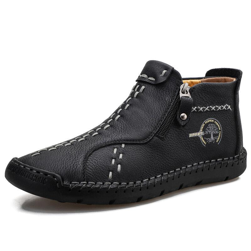 Vintage handgenähte Lederstiefeletten für Herren – stilvoll und langlebig