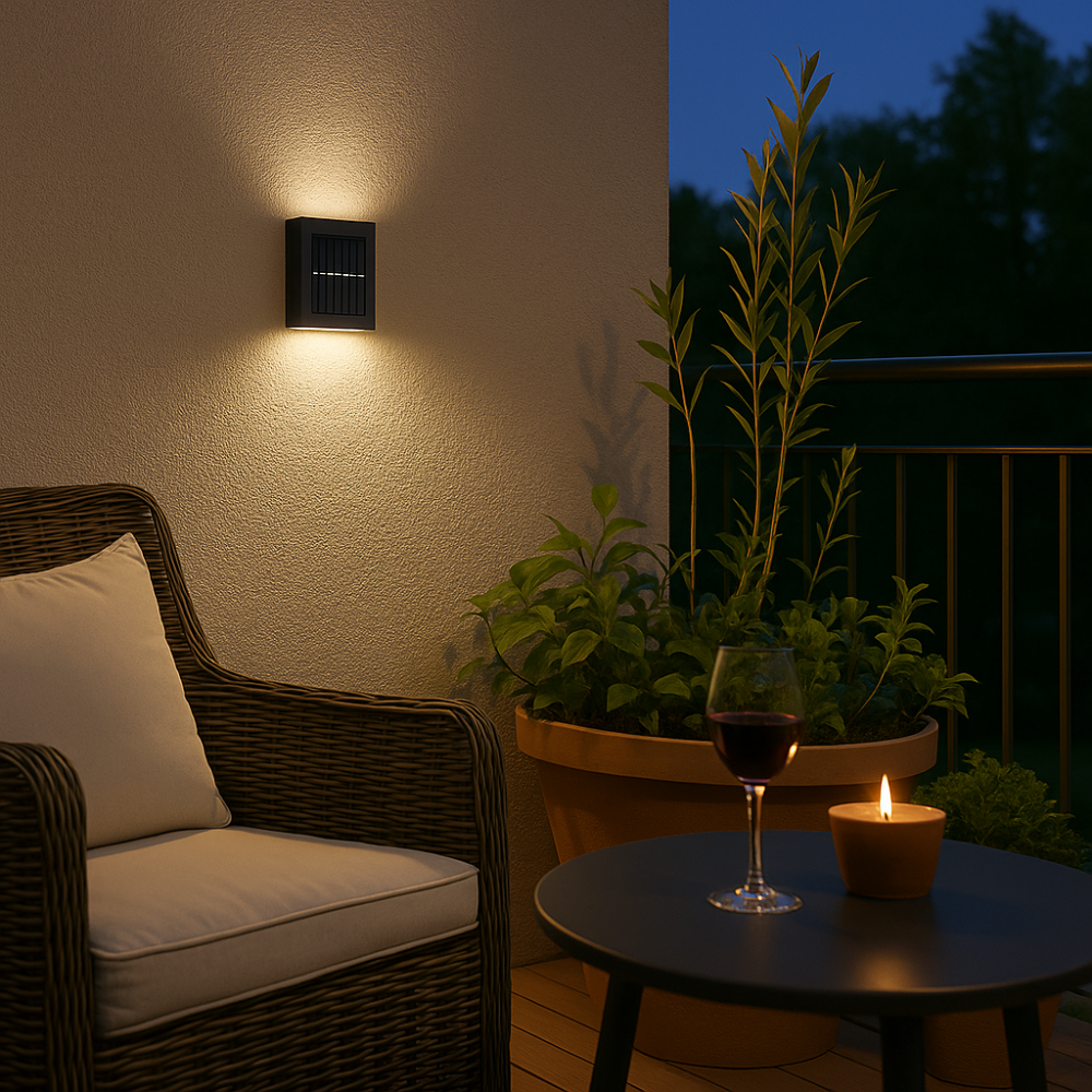 Wandleuchte Außen – Kabellos & Wetterfest – Solar LED für Terrasse und Garten 5
