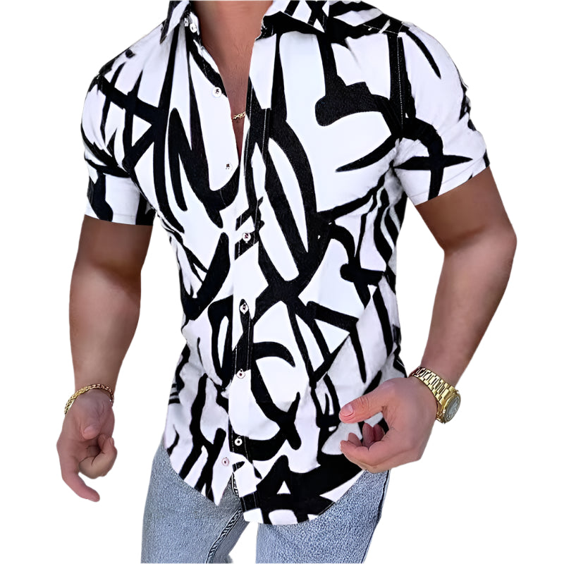 Urban Style – Herrenhemd Kurzarm – Einzigartiges Abstraktes Design