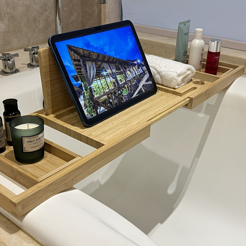 BambooHaven – Verstellbares Badewannen-Tablett aus Bambus